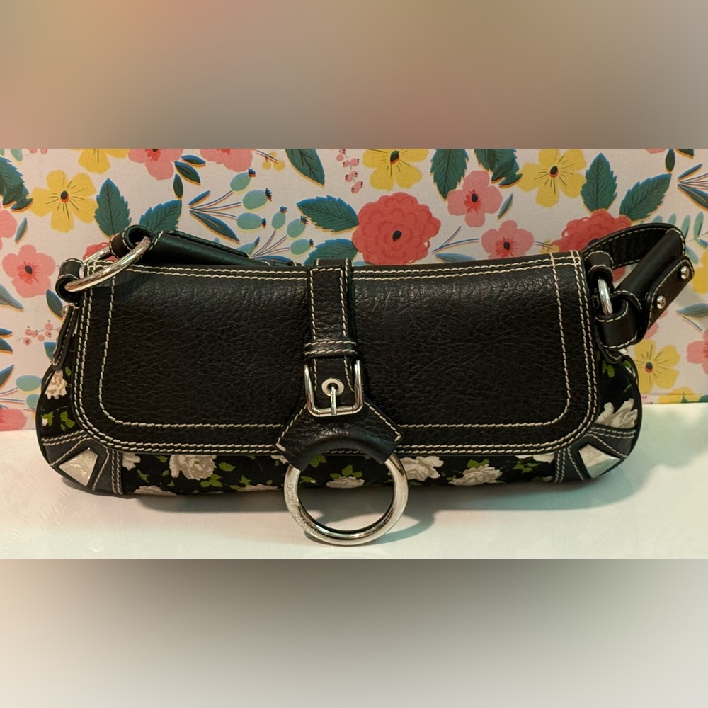 Dolce & Gabbana Floral Canvas & Leather Shoulder Bag Black Multi EUC MSRP $2200 - Picture 5 of 16